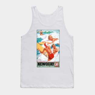 Vintage Travel Poster England Newquay Tank Top